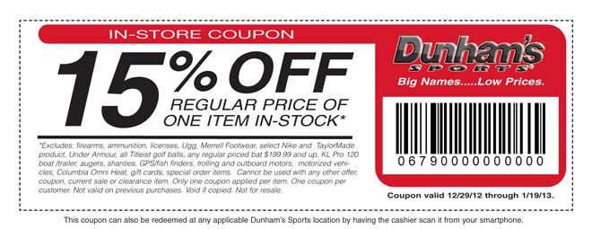 Dunham's Sports 15% Off Coupon