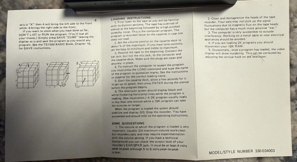 The Cube Game Instructions Continued