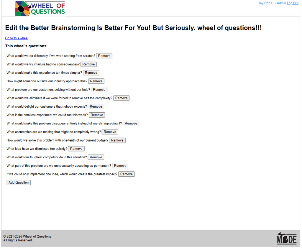 Adding questions one at a time. Apparently, pasting a list was too much to ask.